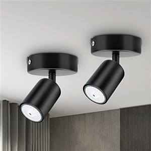 Dehobo Faretti da Soffitto Orientabilie GU10, Faretti da Parete Interno Nero, Lampadario LED Moderna da Soffitto per Corridoio Entrata o Scale, Lampadina GU10 non Inclusa, 2 Pezzi