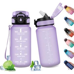 KollyKolla Borraccia Palestra 500ml, Borraccia Sportiva con Cannuccia, Borraccia con Indicatore del Tempo Motivazionale, Bottiglia Riutilizzabile, a Prova di Perdite, Borracce per Bambini, Sport, Scuola, Gym