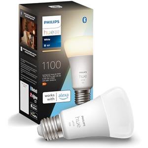 Philips Hue White Lampadina Smart LED, Attacco E27, 9.5W, Luce bianca, Dimmerabile, Controllo con Bluetooth e Hue App, Funziona con Alexa, Google Assistant e Apple HomeKit
