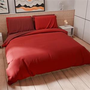 PETTI Artigiani Italiani - Set Copripiumino Una piazza e mezza 200x200 cm (1 Federa 50x80 cm Inclusa), Parure Copripiumino Morbida Microfibra Tinta Unita Rosso - Bordeaux
