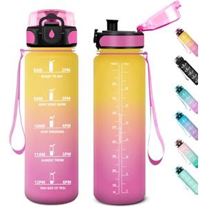KollyKolla Borraccia 1L, Borraccia con Filtro, Bottiglia Riutilizzabile, Bottiglia Acqua a Prova di Perdite, Bottiglia Acqua con indicatore Orario, Borracce per Bambini, Bici, Scuola, Fitness, Sport, Gym, Yoga
