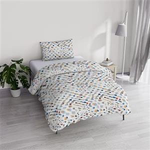 Italian Bed Linen Set Copripiumino Singolo Cotone River, lavorato in Italia - Parure Copri Piumino - Sacco Piumone 150x200cm con Doppia Patella e Federe Cuscino (Singolo, tarim)
