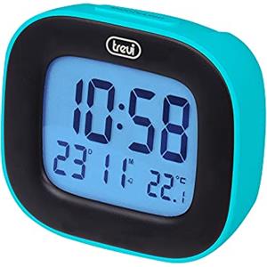 Trevi SLD 3875 Orologio da Tavolo Turchese con Display LCD Retroilluminato, Visualizzazione Ora, Calendario e Temperatura, Sveglia con Funzione Snooze, Turchese