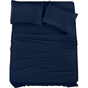 Utopia Bedding Set di lenzuola in microfibra 4 pezzi (blu navy, matrimoniale)