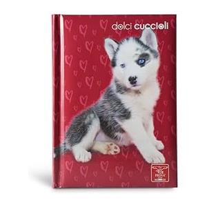 Pigna, Dolci Cuccioli Diario Grande 12 Mesi, 320 Pagine, Ideale per la Scuola o come Agenda Personale, Copertina Cagnolino Bordeaux