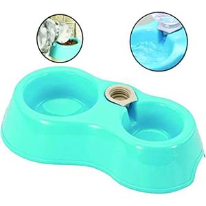 PARENCE.- Ciotola Doppia per Cani e Gatti/Ciotola in Plastica per Cibo e Acqua per Animali Domestici - Colori Misti - 24,5x12,5x6 cm