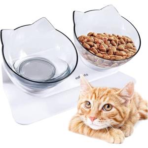 Edipets, Ciotole per Gatti Rialzate, Ciotola Gatto, Acqua e Cibo, Trasparente, Aiuta a Ridurre la Pressione sulle Vertebre (Trasparente)