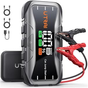 UTRAI Booster Avviamento Auto 6000A 27000mAh, Avviatore Emergenza per Auto, Starter Batteria Portatile con PD65W Carica Rapida, Fino a Tutto Gas o 12.0L Diesel, Display LCD, DC160W, 4 Modalità LED