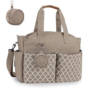 Bizcasa Borsa Fasciatoio, 13 tasches, Grande Spazio, Borsa Fasciatoio per Neonato, Tracolla Regolabile per Viaggi/Shopping, Multifunzionale Borsas Mamma Neonato per Mamma e Papà (Cachi)