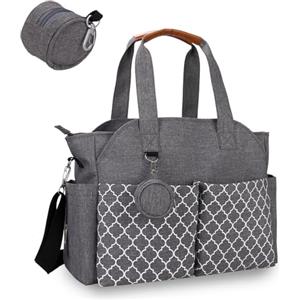 Bizcasa Borsa Fasciatoio, 13 tasches, Grande Spazio, Borsa Fasciatoio per Neonato, Tracolla Regolabile per Viaggi/Shopping, Multifunzionale Borsas Mamma Neonato per Mamma e Papà (Grigio)