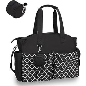 Bizcasa Borsa Fasciatoio, 13 tasches, Grande Spazio, Borsa Fasciatoio per Neonato, Tracolla Regolabile per Viaggi/Shopping, Multifunzionale Borsas Mamma Neonato per Mamma e Papà (Nero)