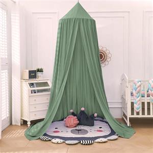 Aolso Baldacchino per Letto Bambini,Baldacchino per Culla Neonato,Tenda Letto Bambini in Cotone per Decorazione Lettino Culla Bambini Cameretta Camera-Crêpe Verde