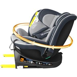Reecle I-Size 360 Girevole Seggiolino Auto, 40-150cm(0-12 anni), Compatibile ISOFIX (Grigio)