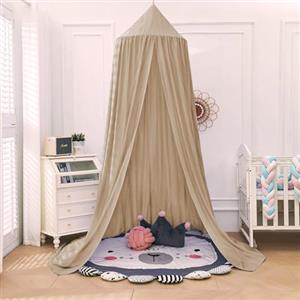 Aolso Baldacchino per Letto Bambini,Baldacchino per Culla Neonato,Tenda Letto Bambini in Cotone per Decorazione Lettino Culla Bambini Cameretta Camera-Crêpe Beige