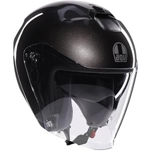 AGV - IRIDES E2206, Casco Moto JetUnisex, Casco Moto Open Face con Visiera Antigraffio e Protezione UV, Asfalto Grey, M