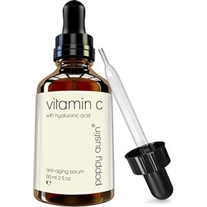 poppy austin Siero Vitamina C Viso - ENORME 60ml, 3x Più Stabile, 10 Antiossidanti, Vegano, Senza Crudeltà, Biologico e Naturale - con Miglior Puro Acido Ialuronico e Vitamina E Per Pelle/Collo/Occhi