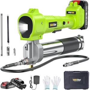 TaskStar Ingrassatore a Batteria, Pistola per Grasso Elettrica Super Efficiente con 2 Batterie e Caricabatterie, Tubo Flessibile da 39,4