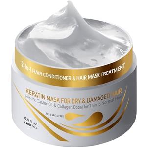 VITAMINS hair cosmetics Vitamins Keratin Mask per Capelli alla Cheratina - Balsamo per Trattamento Profondo alla Biotina, Proteine del Collagene e Olio di Cocco - Capelli Danneggiati Sottili e Secchi