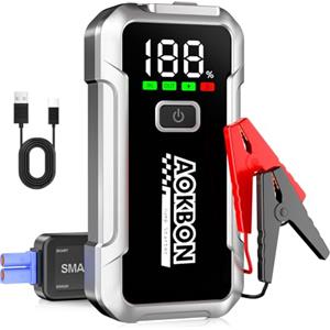AOKBON Avviatore Batteria Auto 4000A Avviatore di Emergenza per Auto Moto Fino 8.0L Ges 6.0L Diesel 12V Starter Batteria Portatile con Torcia a LED