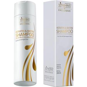 VITAMINS hair cosmetics Shampoo per Capelli alla Cheratina - Esclusivo Complesso di Cheratina e Olio di Argan senza Solfati e Parabeni per Capelli Secchi e Danneggiati