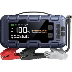 TREKURE 10-in-1 Booster Avviamento Auto da 6000A e PD 45W Ricarica Rapida, Avviatore Emergenza per Auto con Compressore 160PSI, Guanti e Luci, Avviatore Batteria per Tutti Gas o 12L Diesel