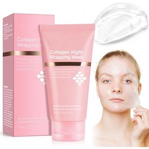 XINYANGGYX Maschera Collagene Viso, Collagen Night Wrapping Mask, Maschera Facciale Collagene, Idratare, Riduzione delle Rughe e Miglioramento dell'Elasticità Della Pelle, Maschera Peel Off (75 ml)