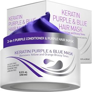 VITAMINS hair cosmetics Vitamins - Maschera viola per capelli alla cheratina - Trattamento balsamo profondo con proteine - Toner capelli ottoni secchi e danneggiati biondo platino grigio argento cenere o marrone