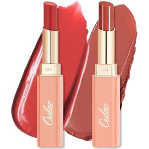 Oulac Rossetto 2 in 1 e balsamo per labbra, rossetto succoso e lucido, labbra morbide e idratate, finitura lucida per labbra secche, screpolate e fragili, vegane