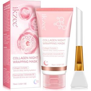 CiAIplw Collagen Night Wrapping Mask, Maschera Viso Peel off con Impacco Notturno al Collagene, Idratazione Intensa, Riduce i Cedimenti e l'opacità, Aumenta la Tonicità e la Resilienza Della Pelle, 75 ml