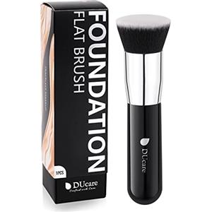 DUcare Pennello Kabuki DUcare Foundation - Pennelli grandi per il trucco a punta piatta perfetti per la miscelazione di creme abbronzanti liquide o cosmetici in polvere impeccabili (nero)