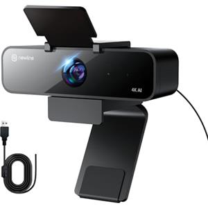 N newline NewlineWork 4k Webcam PC mit Mikrofon mit Rauschunterdrückung, 3 AI Modi und 2 Gestensteuerung, Weitwinkel, USB 4k Kamera für PC Mac Laptop Videokonferenzen, Live-Streaming