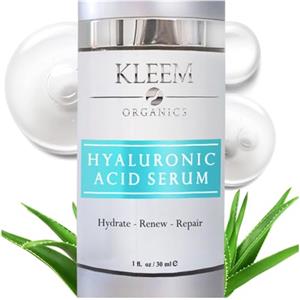 KLEEM ORGANICS Siero Acido Ialuronico Puro - Doposole Idratante Viso e Collo - Formula Naturale Antirughe e Antiage con Vitamina C e Aloe Vera - Testato da Autorità Dermatologiche - 30ml