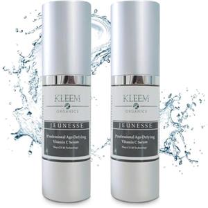 KLEEM ORGANICS Set 2x Siero alla Vitamina C per Viso e Collo - Antirughe, Antimacchie, Illuminante - Idratazione Profonda con Acido Ialuronico, Vitamina E, Aloe Vera - Testato da Enti Italiani di Eccellenza