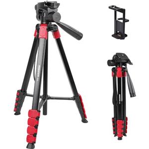 CAMBOFOTO Treppiede per Fotocamera 172CM, Treppiede Leggero per Smartphone, Treppiede in Alluminio con Morsetto e Borsa da Trasporto, Compatibile con Tablet, Smartphone, Fotocamere DSLR