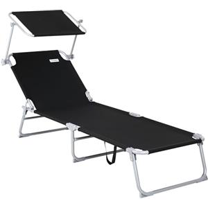 Casaria® Lettino Prendisole Pieghevole 195x60x30cm Acciaio Resistente Carico Max 150kg Tettuccio Parasole Sdraio da Giardino