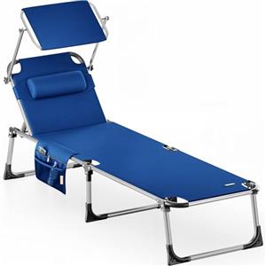 Casaria® Lettino Prendisole Pieghevole Malta 210x61cm con Tettuccio Carico Max. 180kg Sdraio da Giardino Mobili Esterno