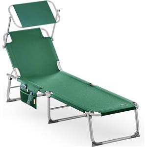 CASARIA® Lettino Ibiza 190x59cm Carico Max 150 Kg Pieghevole Sdraio Alluminio Prendisole Mare Giardino con Tettuccio Trasportabile