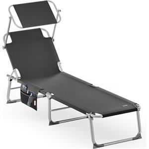 CASARIA® Lettino Ibiza 190x59cm Carico Max 150 Kg Pieghevole Sdraio Alluminio Prendisole Mare Giardino con Tettuccio Trasportabile