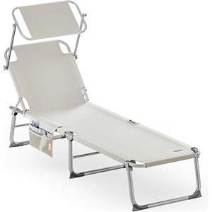 CASARIA® Lettino Ibiza 190x59cm Carico Max 150 Kg Pieghevole Sdraio Alluminio Prendisole Mare Giardino con Tettuccio Trasportabile