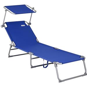 Casaria® Lettino Prendisole Pieghevole 195x60x30cm Acciaio Resistente Carico Max 150kg Tettuccio Parasole Sdraio da Giardino