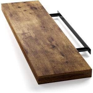 Casaria Mensola da Parete Legno 90cm Supporto 50-110cm Pensile 15kg Cucina Libreria Quercia Scura