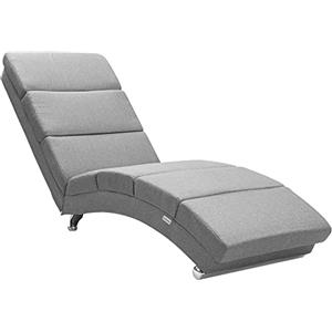 Casaria Relax Lounger XXL London 186x89x55cm Tessuto Soggiorno Ufficio Indoor Chaise Longue Grigio