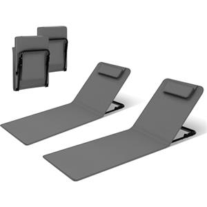 WOLTU Set di 2 Lettino da Spiaggia, Lettino Prendisole, Lettino Pieghevole, Schienale Regolabile in 3 Angolazioni, con Poggiatesta, Sdraio da Spiaggia, in Oxford e Metallo, Grigio Scuro
