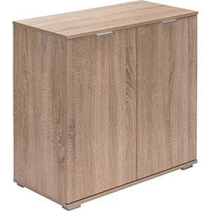 Casaria® Cassettiera Alba 2 Ante con Ripiani 71x74x35cm Comò Armadietto Ufficio Mobiletto Rovere