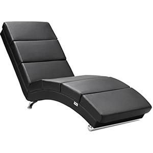 Casaria Relax Lounger XXL London 186x89x55cm Tessuto Soggiorno Ufficio Indoor Chaise Longue Nero