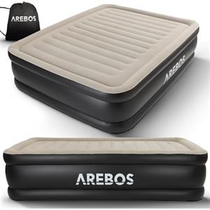 AREBOS Materasso gonfiabile, autogonfiabile, 203 x 152,5 x 51 cm, adatto per 2 persone, letto per ospiti con pompa elettrica, materasso ad aria incluso, borsa per il campeggio, la casa