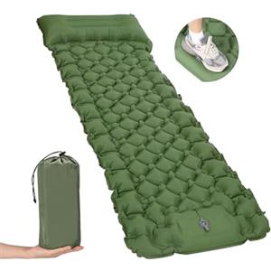 PERMUST Materasso Autogonfiante Gonfiabile,Materassino Campeggio Autogonfiabile Leggero Gonfiante Con Pompa a Piedi e Cuscino, Adatto per Campeggio, Escursionismo, Materasso Gonfiabile Portatile, verde
