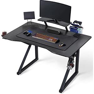 Yaheetech Scrivania Gaming Tavolo da Gaming per Computer PC Ergonomica con Ripiano Rialzato Scherimi Tappetino Ampio Mouse Supporto a Gancio per Cuffie Portabicchiere 111 × 70,5 × 91cm