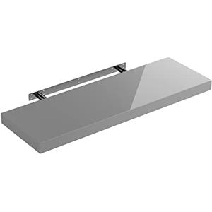 Casaria Mensola da Parete Legno 70cm Supporto 50-110cm Pensile 15kg Cucina Libreria Grigio Lucido