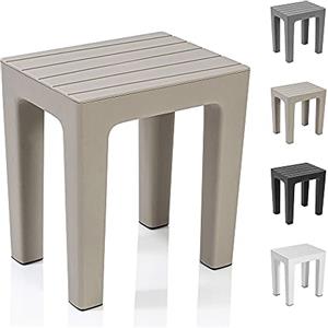 Inbagno Sgabello bagno doccia multiuso Lello alta resistenza, 38x29x41 cm effetto legno, portata 150 Kg (1, Tortora)